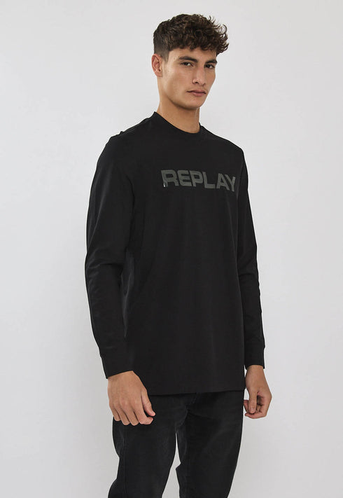 Replay tshirt טישרט ריפליי שרוול ארוך בצבע שחור לגבר